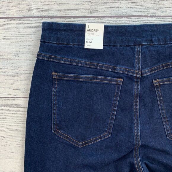 Tribal Jeans 6 Audrey Mid Rise Slim Capri Pull on Dark Wash Inseam 17" New NWT - Picture 7 of 10